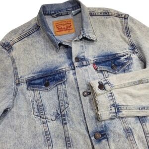 Vintage Levis Jacket Mens Large Denim Stone Wash‎ Pockets Jean Trucker Casual